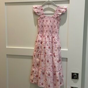 Hill House Girls’ Tiny Ellie Nap Dress in pink floral. Size 9/10.